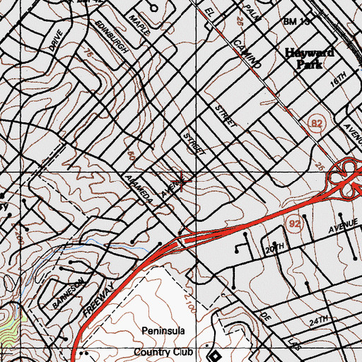 Topographic Map of Borel Middle School, CA