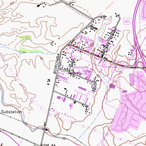 Topographic Map of Boronda Meadows Elementary School (historical), CA