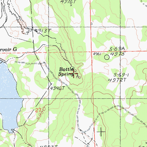 Topographic Map of Bottle Spring, CA