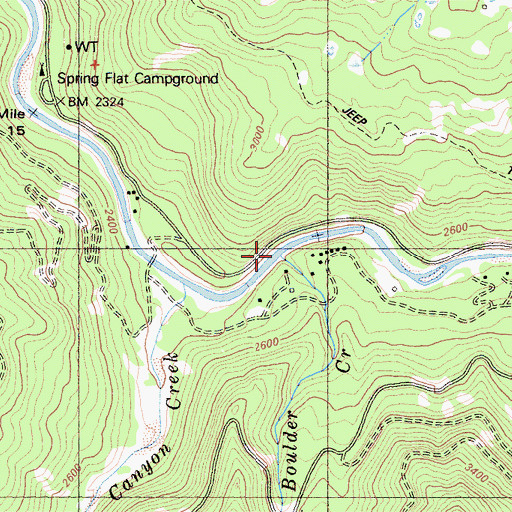 Topographic Map of Boulder Creek, CA