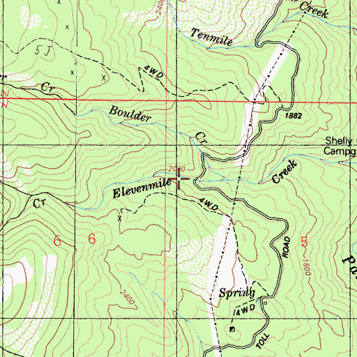 Topographic Map of Boulder Creek, CA