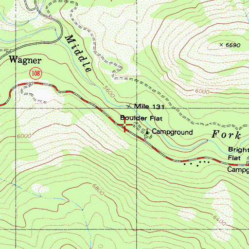 Topographic Map of Boulder Flat, CA