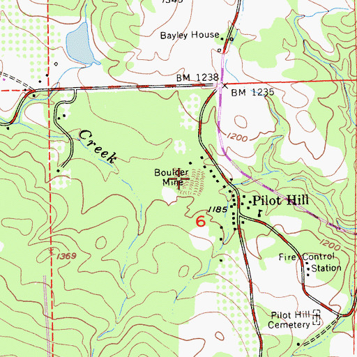 Topographic Map of Boulder Mine, CA