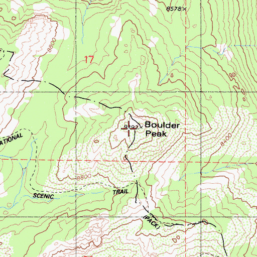 Topographic Map of Boulder Peak, CA