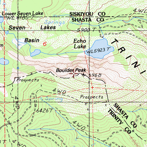 Topographic Map of Boulder Peak, CA