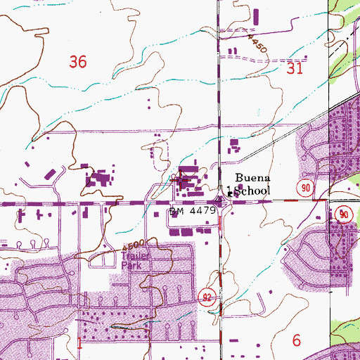 Topographic Map of Buena High School, AZ