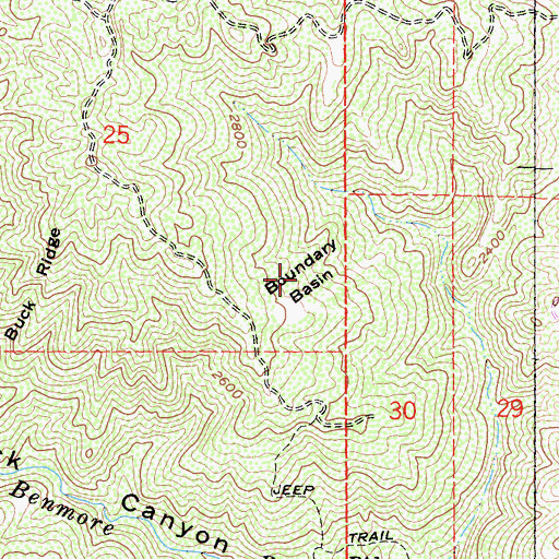 Topographic Map of Boundary Basin, CA