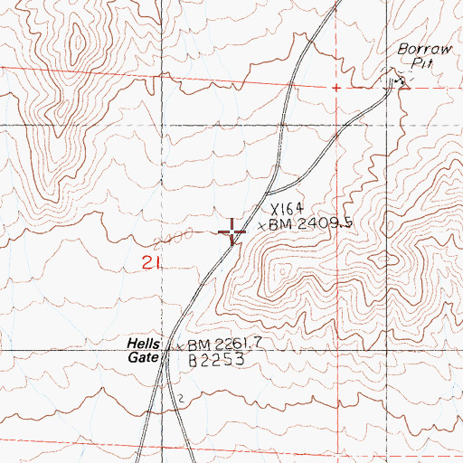 Topographic Map of Boundary Canyon, CA
