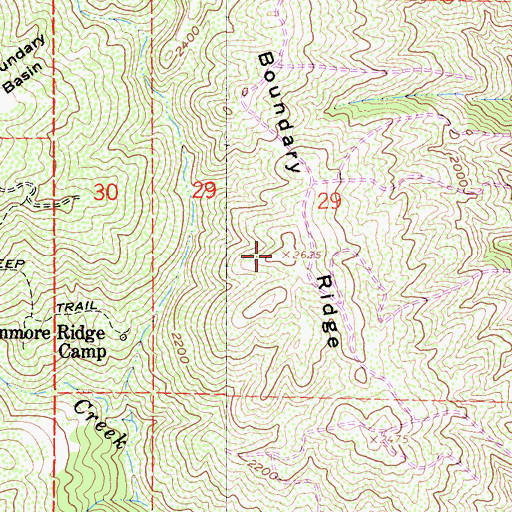 Topographic Map of Boundary Ridge, CA