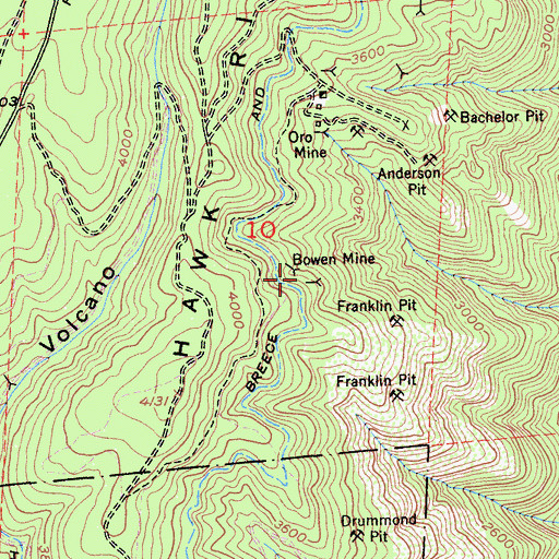 Topographic Map of Bowen Mine, CA