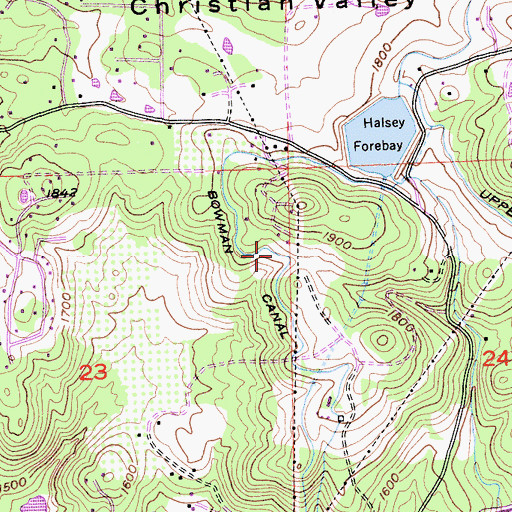 Topographic Map of Bowman Canal, CA