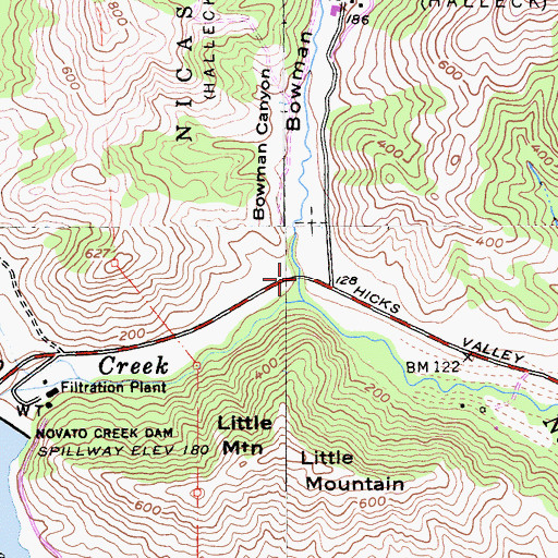 Topographic Map of Bowman Canyon, CA