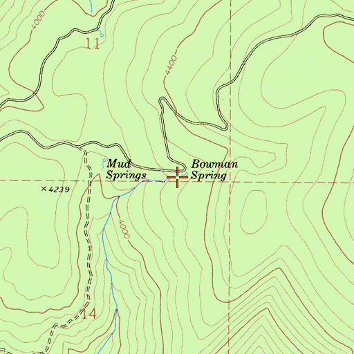 Topographic Map of Bowman Spring, CA