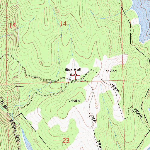 Topographic Map of Box Hall Flat, CA