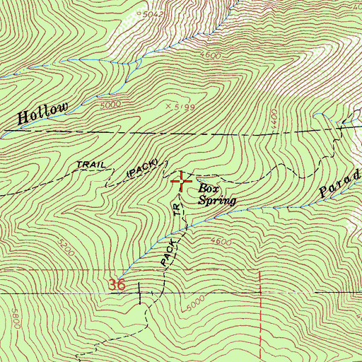 Topographic Map of Box Spring, CA
