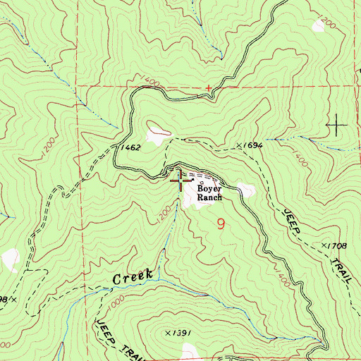 Topographic Map of Boyer Ranch, CA