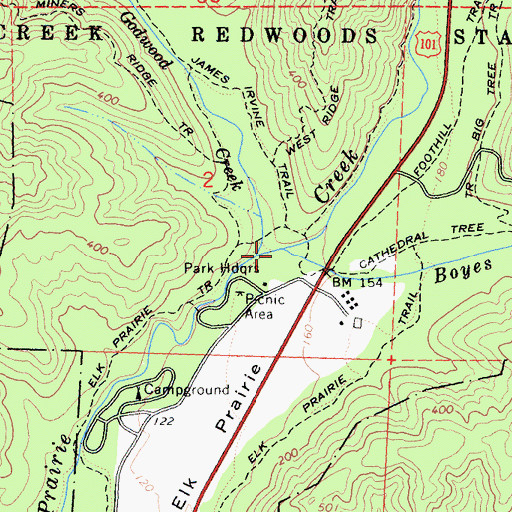 Topographic Map of Boyes Creek, CA
