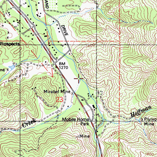 Topographic Map of Bradford Creek, CA