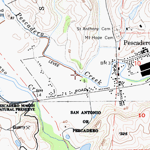 Topographic Map of Bradley Creek, CA