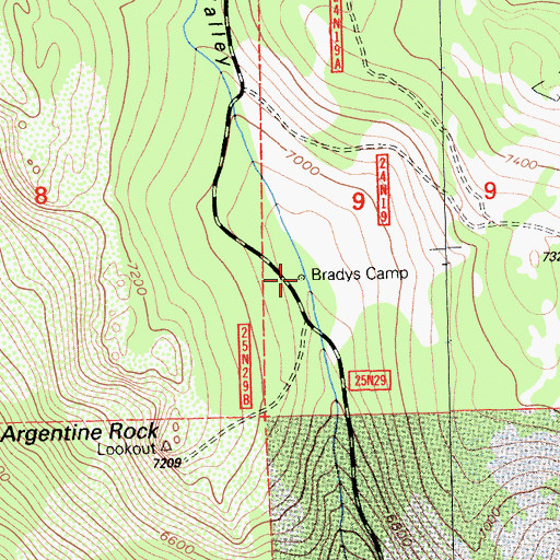 Topographic Map of Bradys Camp, CA