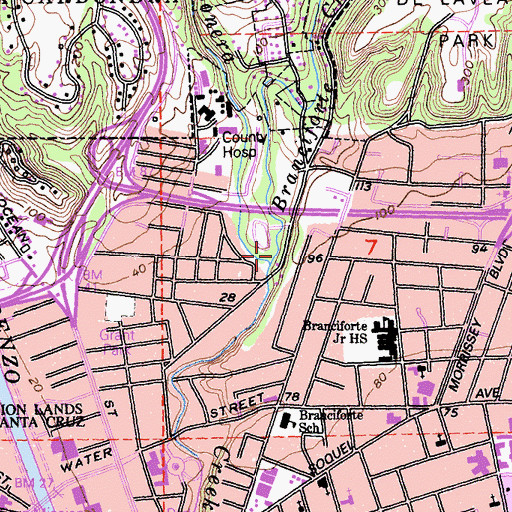 Topographic Map of Branciforte Creek, CA
