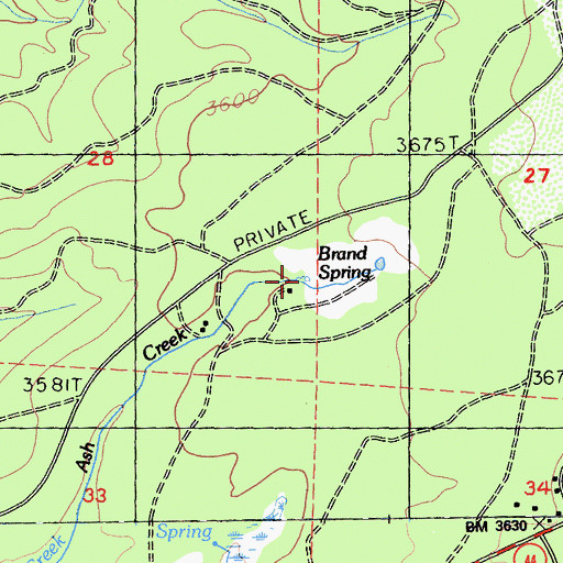 Topographic Map of Brand Spring, CA