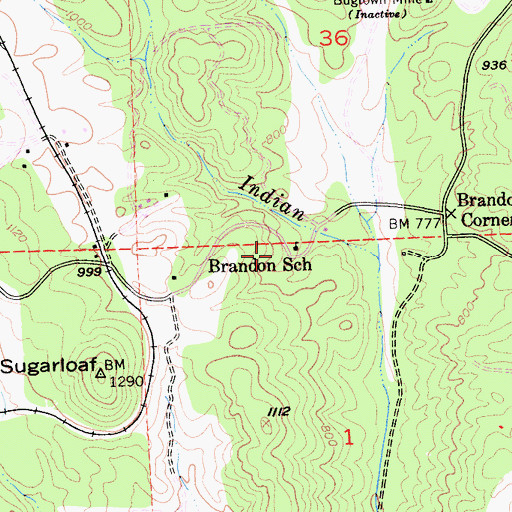 Topographic Map of Brandon School, CA