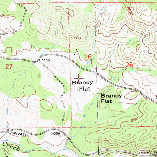 Topographic Map of Brandy Flat, CA
