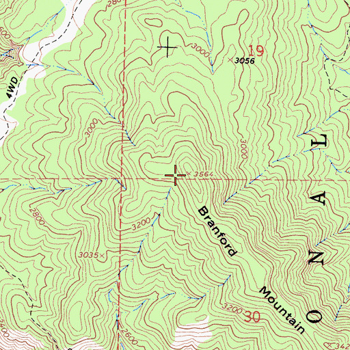 Topographic Map of Branford Mountain, CA