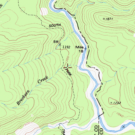 Topographic Map of Breckeen Creek, CA