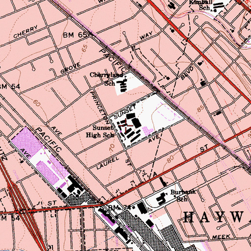 Topographic Map of Brenkwitz High School, CA