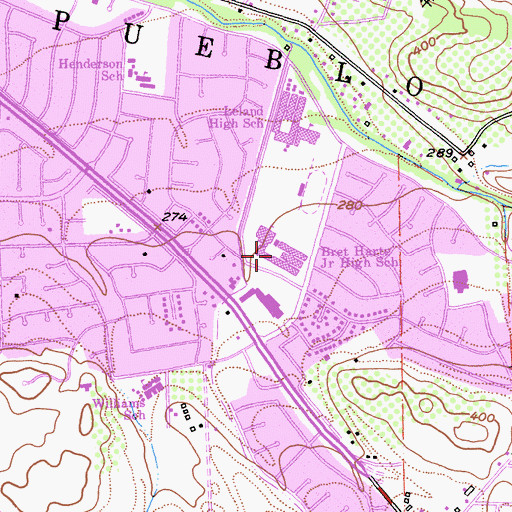 Topographic Map of Bret Harte Middle School, CA