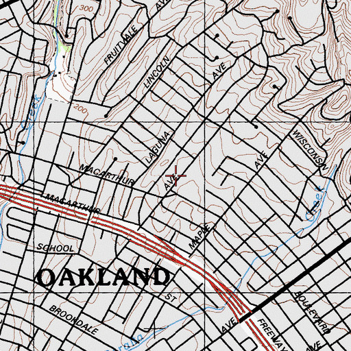 Topographic Map of Bret Harte Middle School, CA