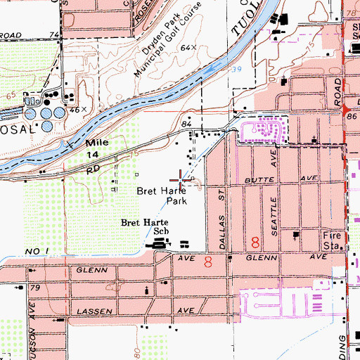 Topographic Map of Bret Harte Park, CA