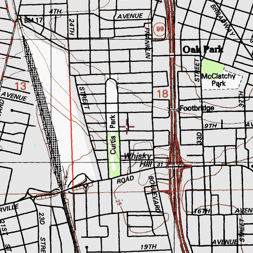 Topographic Map of Bret Harte Elementary School, CA