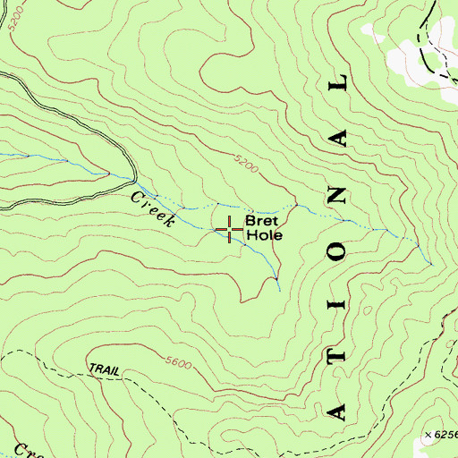 Topographic Map of Bret Hole, CA