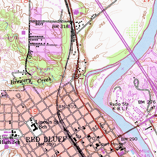 Topographic Map of Brewery Creek, CA