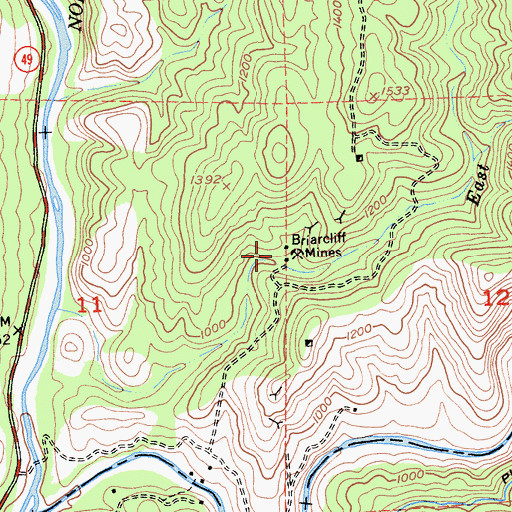 Topographic Map of Briarcliff Mines, CA