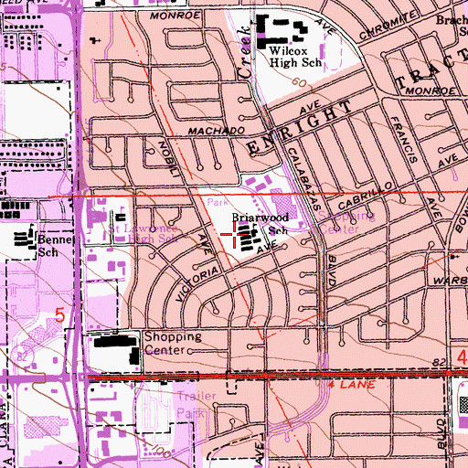 Topographic Map of Briarwood Elementary School, CA