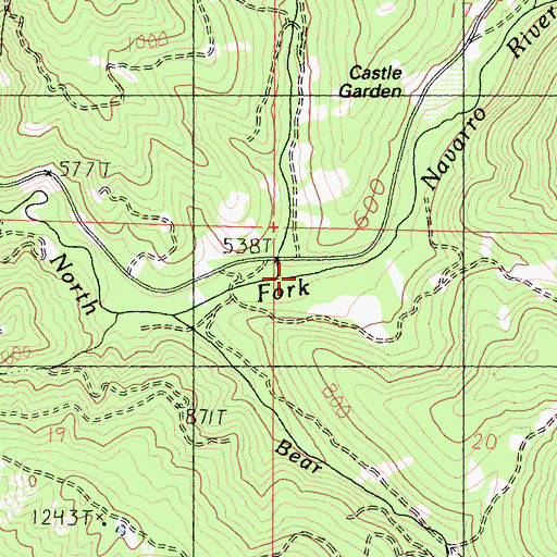 Topographic Map of Bridge Creek, CA
