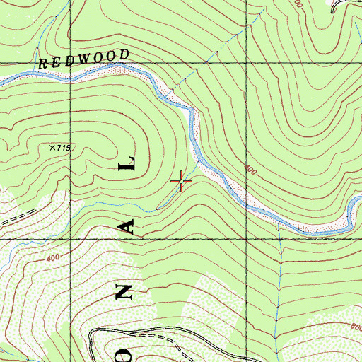 Topographic Map of Bridge Creek, CA