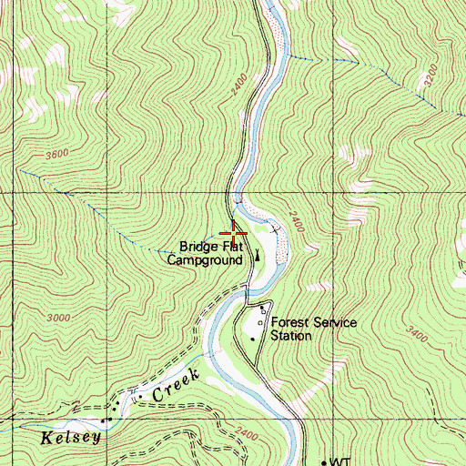 Topographic Map of Bridge Flat, CA
