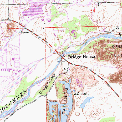 Topographic Map of Bridge House, CA