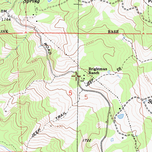 Topographic Map of Bridghman Ranch, CA