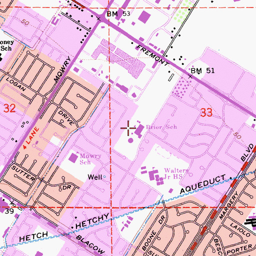 Topographic Map of Brier Elementary School, CA