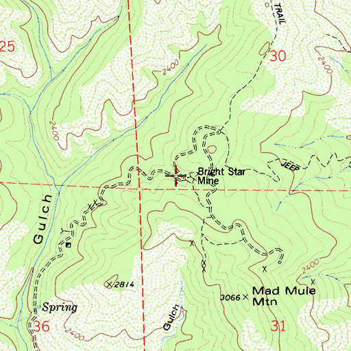 Topographic Map of Bright Star Mine, CA