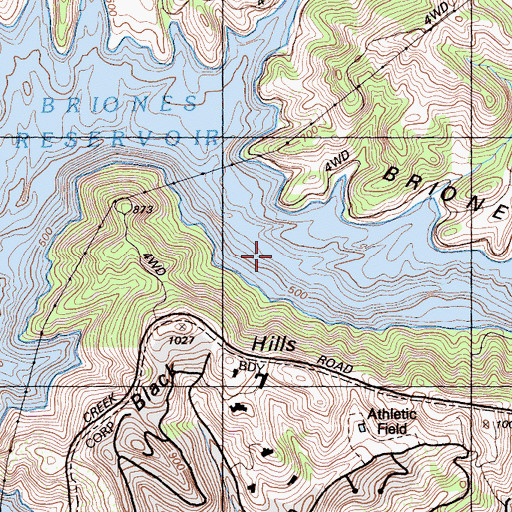 Topographic Map of Briones Reservoir, CA