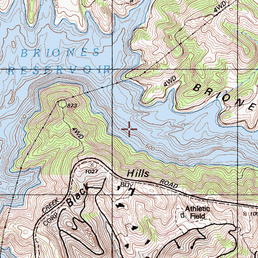 Topographic Map of Briones Reservoir, CA