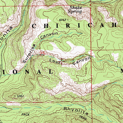 Topographic Map of Chiricahua National Monument Wilderness, AZ