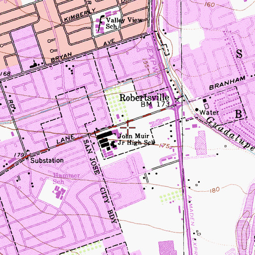 Topographic Map of Broadway High School, CA